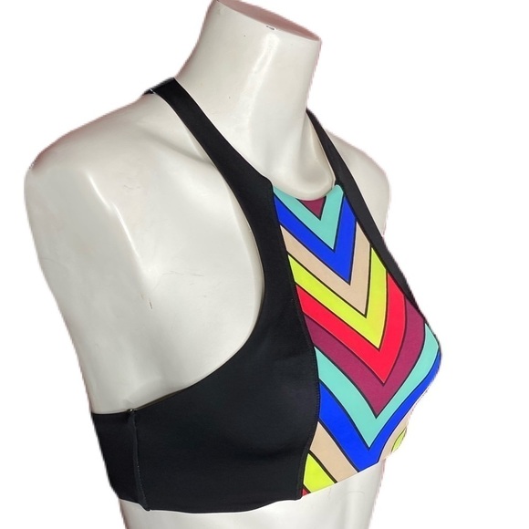 VS Pink Rainbow Chevron Stripe Racerback Swim Top Size Small - Picture 2 of 6